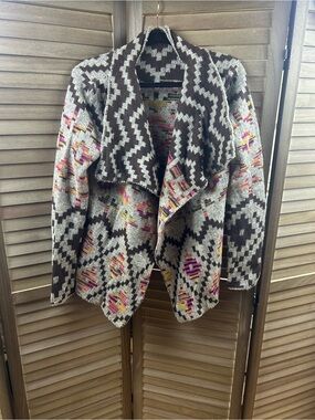 John Fashion Women’s Medium Aztec Southwestern Open Front Cardigan Sweater